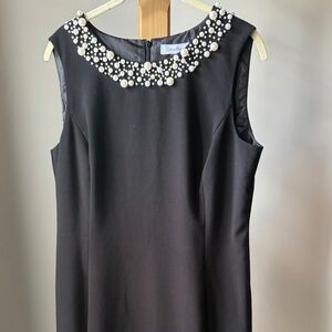 Calvin Klein Black Dress With Pearl Neckline - Size 12P
